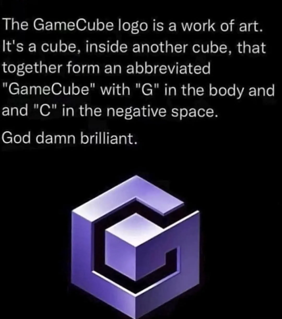 The image displays the purple Nintendo GameCube logo against a black background, featuring two nested cubes forming the…