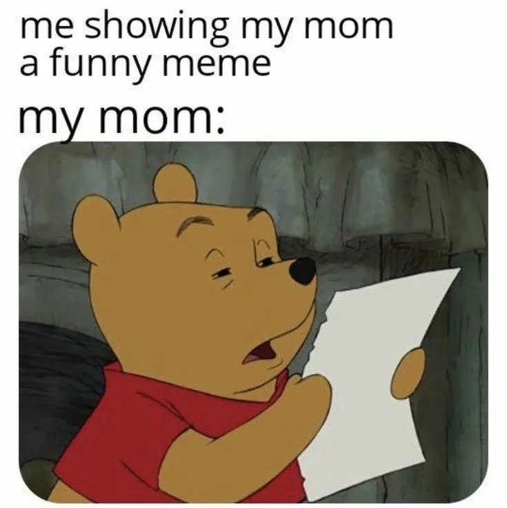 The image shows Winnie the Pooh holding a blank piece of paper with a confused, slightly annoyed expression. Above the…