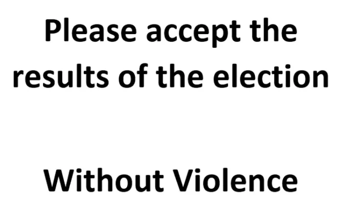 A plain white background with bold black text in two lines. The top line reads 'Please accept the results of the election'…