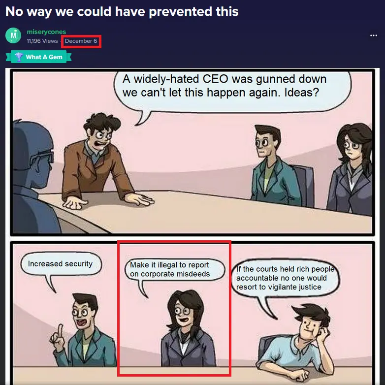 A comic strip shows a meeting where a CEO is killed and the team discusses prevention. One person suggests increased…