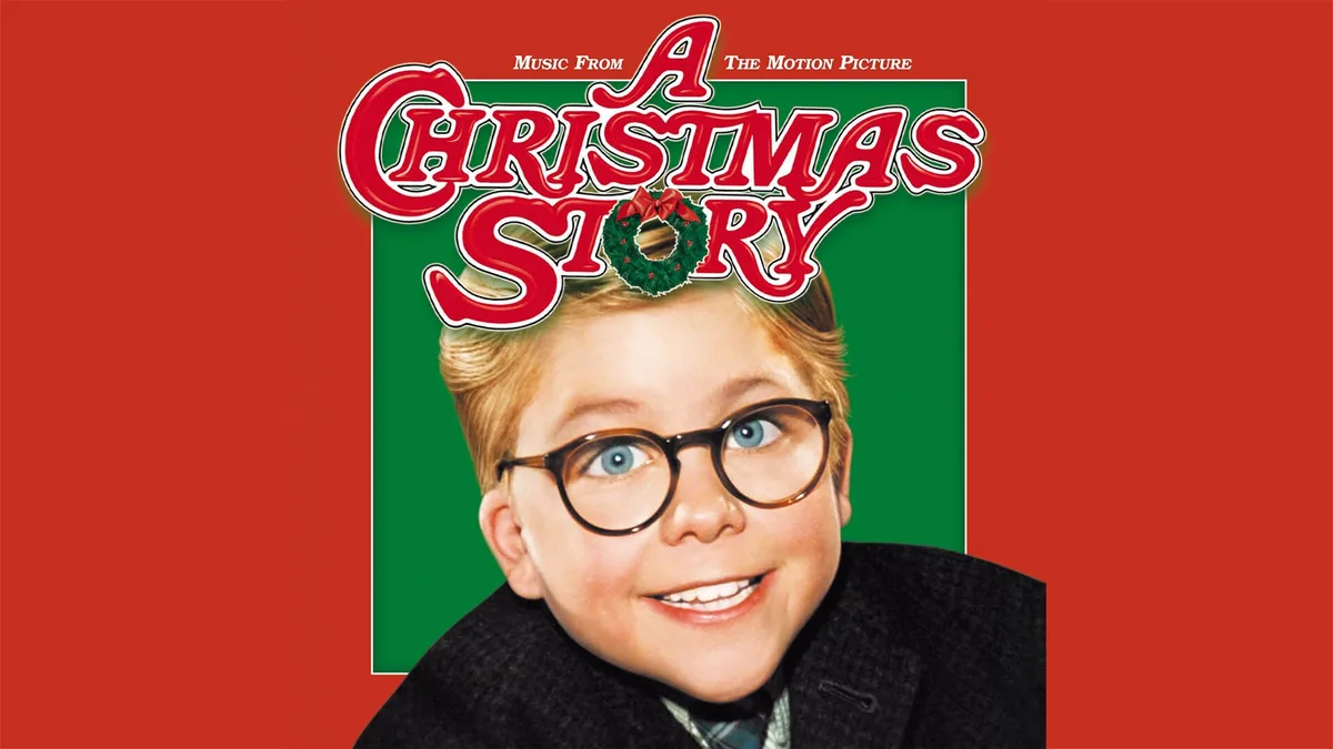 The image shows the cover art for the 'Music From A Christmas Story' soundtrack, featuring a close-up of a young boy with…