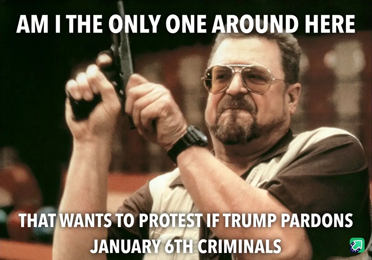 A man with a beard and aviator sunglasses holds a handgun pointed upward, looking intensely at the camera. White bold text…