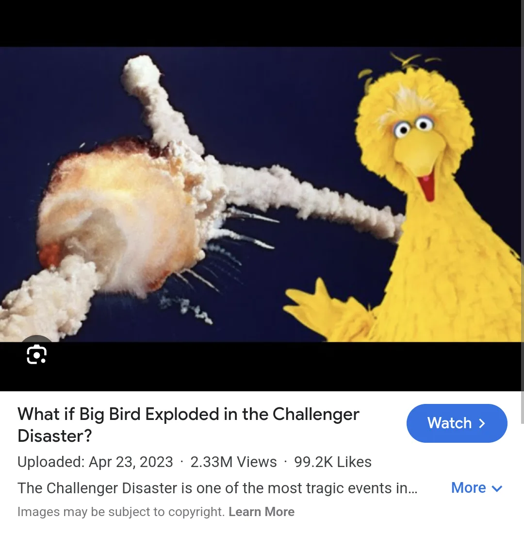 The image shows a composite of Big Bird, the yellow Sesame Street character, smiling cheerfully next to a photograph of the…
