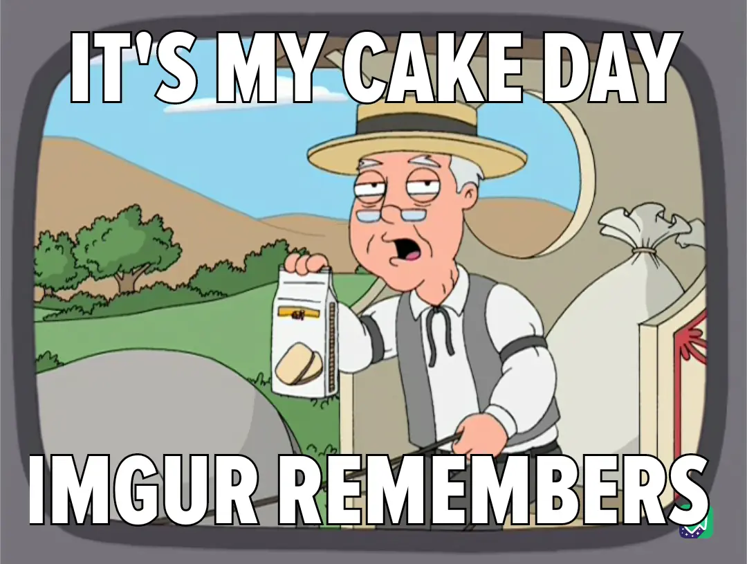 A cartoon man in a straw hat and vest holds a carton labeled 'cake' while standing in front of a large sack, with text…