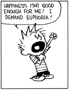 A black-and-white cartoon depicts a spiky-haired child with a wide-open mouth, arms raised in excitement, holding a flower…