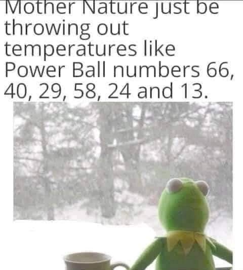 A still image of Kermit the Frog sitting by a window, looking out at a snowy scene with trees. The text overlaid at the top…