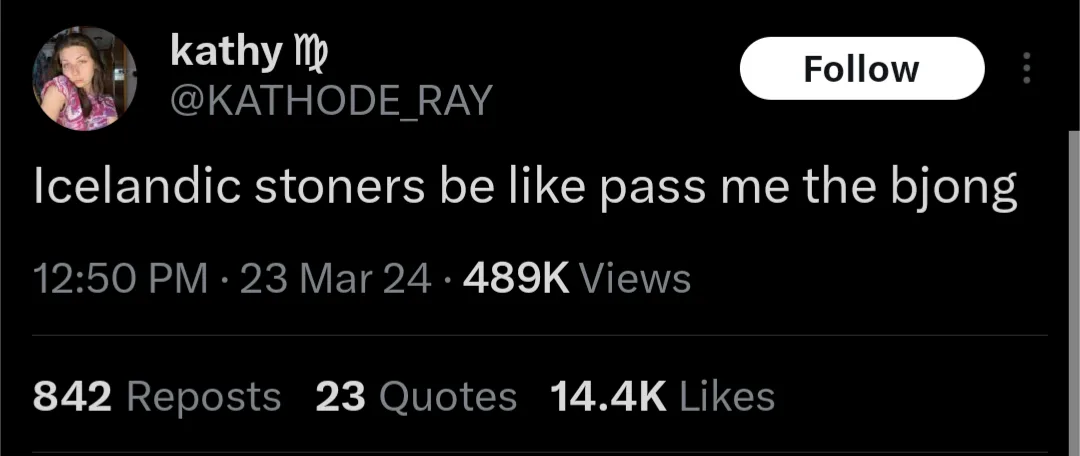 A screenshot of a tweet from user Kathy (@KATHODE_RAY) shows a dark interface with her profile picture, username, and a…