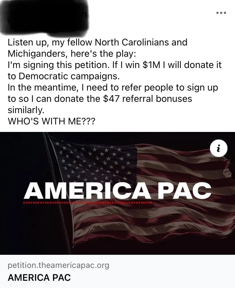 The image displays a screenshot of a social media post overlaid with text. The post reads: 'Listen up, my fellow North…