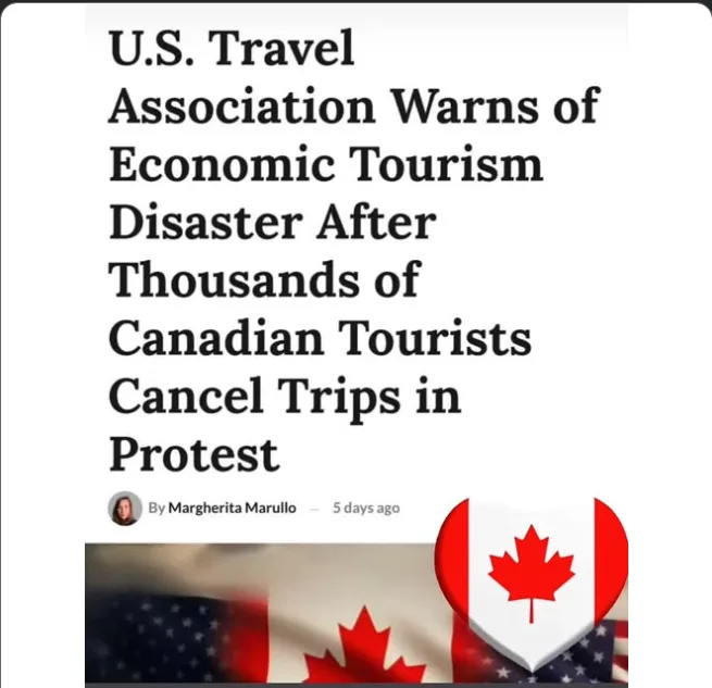 An image of a news article headline reads 'U.S. Travel Association Warns of Economic Tourism Disaster After Thousands of…