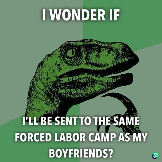 A green, stylized illustration of a theropod dinosaur (often called 'Philosoraptor') with a thoughtful expression, its head…