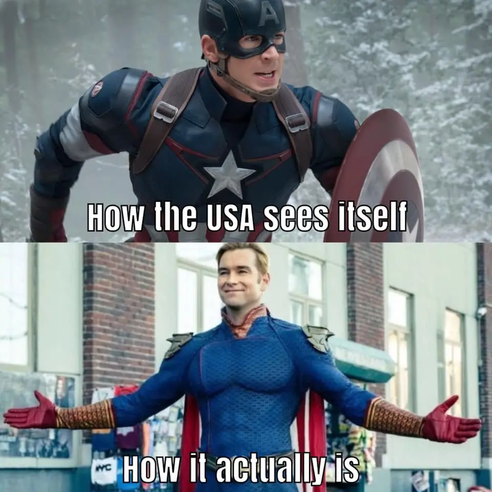Top panel shows Captain America in his iconic red, white, and blue suit with his shield, looking determined and patriotic…