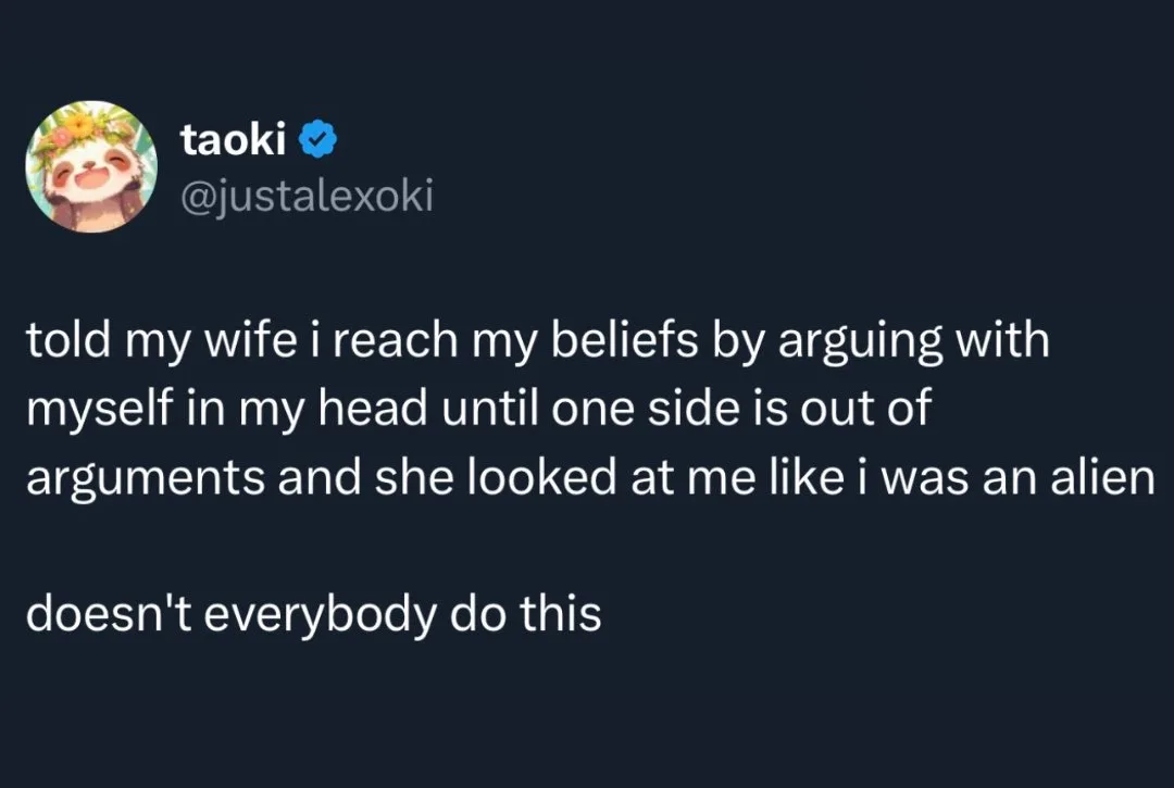 A screenshot of a tweet by user 'taoki' (@justalexoki) with a cartoon sloth profile picture. The tweet text describes…