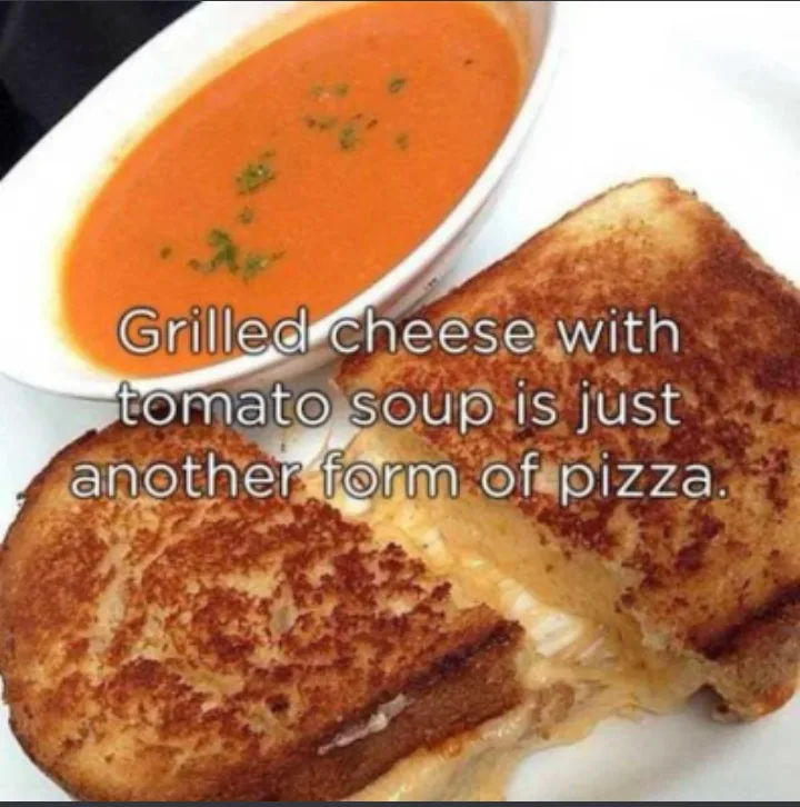 A close-up photo shows a golden-brown grilled cheese sandwich cut in half, with melted cheese oozing out, served alongside a…