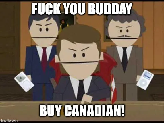 Three animated men in suits with angry expressions stand behind a desk, each holding an iPod. The man in the center wears a…