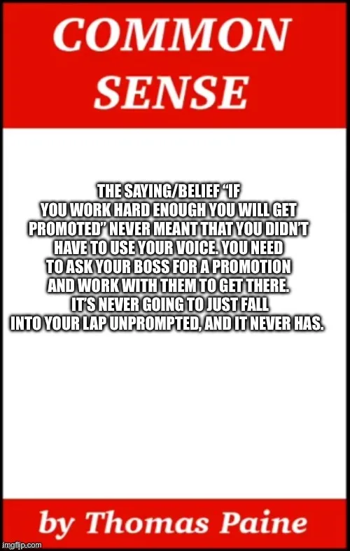 A red-and-white 'COMMON SENSE' poster template with bold white text. The central block of text critiques the myth that hard…