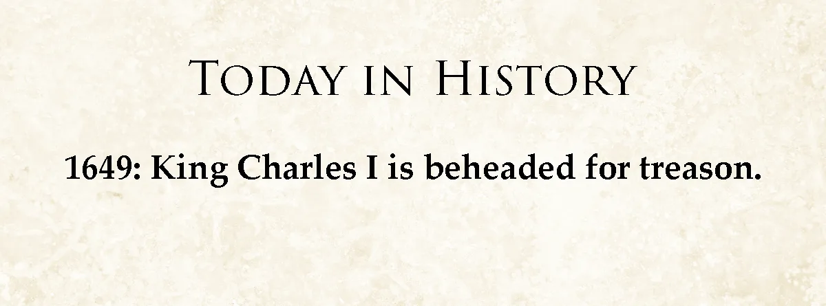 The image displays a beige, parchment-textured background with black serif text. The top line reads 'TODAY IN HISTORY' and…