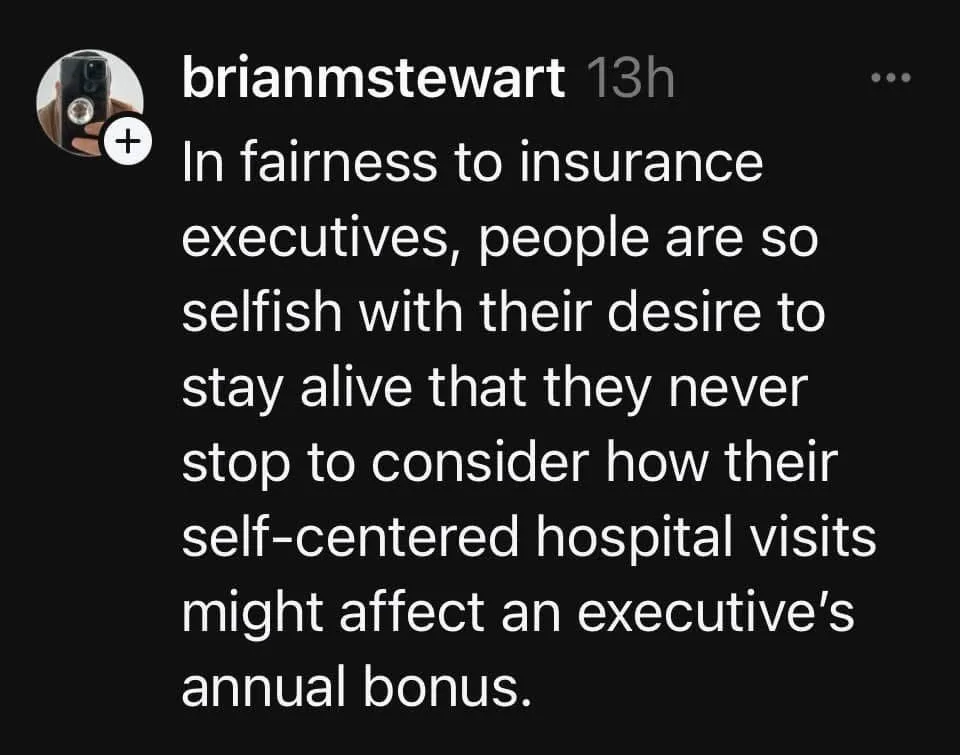A screenshot of a social media post by 'brianmstewart' with white text on a black background. The text reads: 'In fairness…