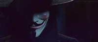 A person wearing a white Guy Fawkes mask with a wide grin and red cheeks is shown in six sequential frames. The mask is…