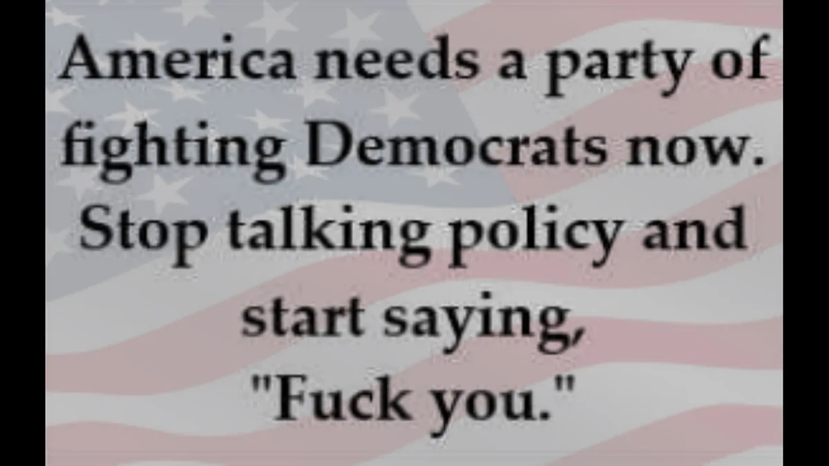 The image displays a faded American flag as a background with bold black text overlaid. The text reads: "America needs a…