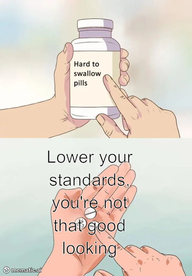 The image shows two panels: top panel depicts hands holding a pill bottle labeled 'Hard to swallow pills', bottom panel…