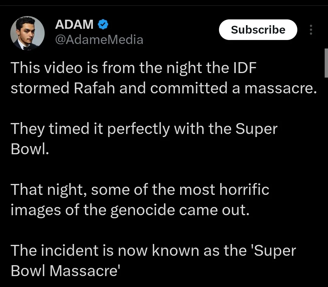 A screenshot of a YouTube video description by a user named ADAM, featuring white text on a black background. The text…