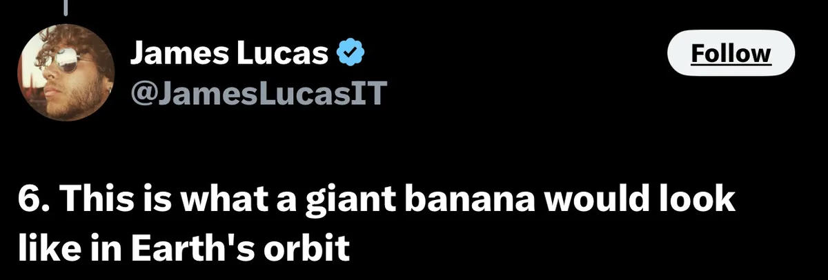 A screenshot of a tweet by James Lucas (@JamesLucasIT) showing a numbered list item. The text reads '6. This is what a giant…