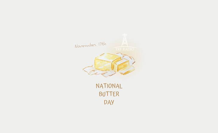 A watercolor-style illustration shows a stick of butter with slices cut from it, set against a plain light background. Above…