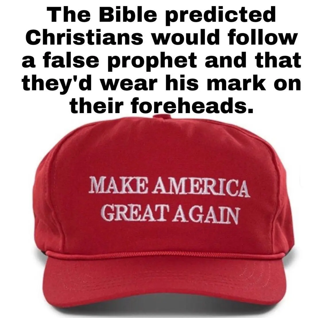 A red baseball cap with white embroidered text reading 'MAKE AMERICA GREAT AGAIN' is shown against a white background. Above…
