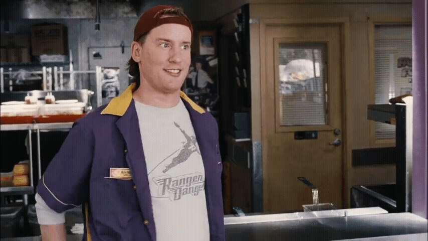 A three-panel meme from the movie 'The Hangover' showing a man in a purple and yellow uniform at a diner counter. In the…