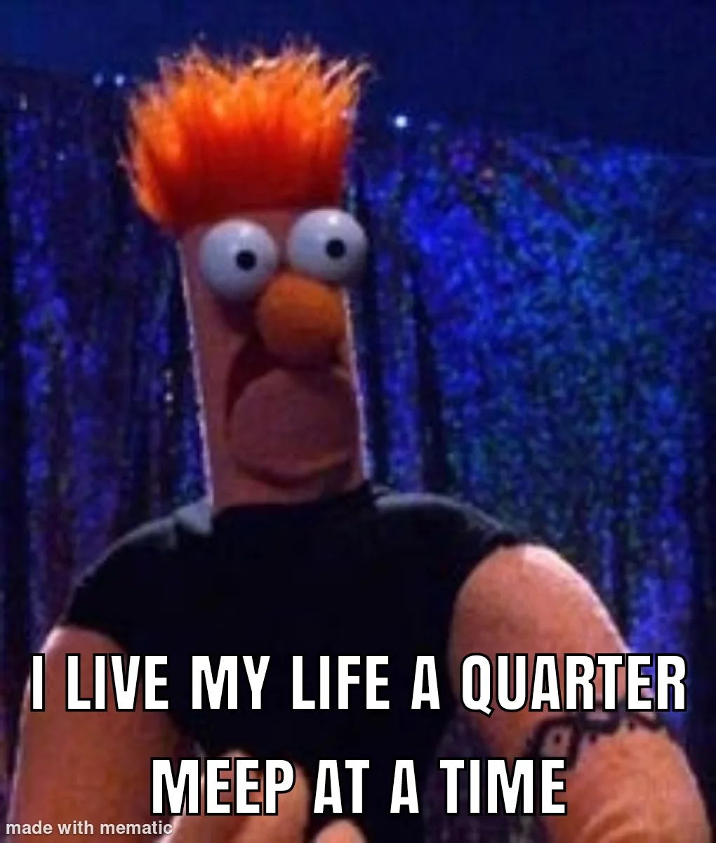 The image shows the Muppet character Bert with his signature orange hair and wide eyes, looking surprised or shocked. He is…
