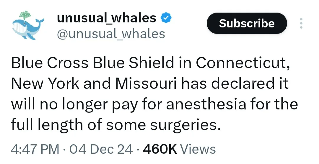 A screenshot of a YouTube video thumbnail from the channel 'unusual_whales' shows a tweet-like text overlay announcing that…
