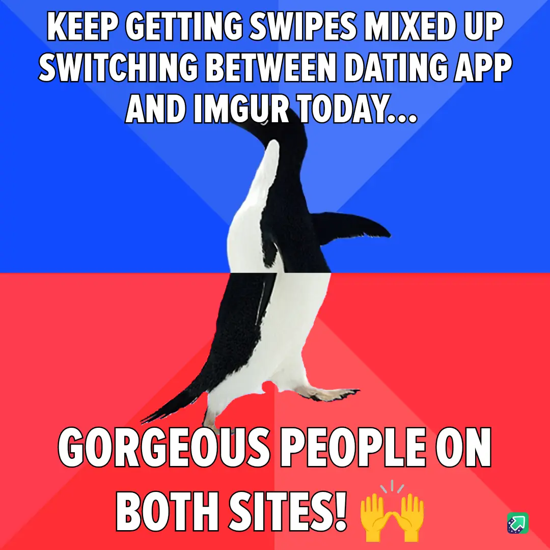 A penguin stands upright against a blue and red background, with bold white text overlaid. The top text reads 'KEEP GETTING…