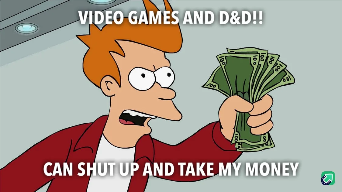 A cartoon man with orange hair, wearing a red jacket over a white shirt, holds a fanned-out stack of US $100 bills with an…