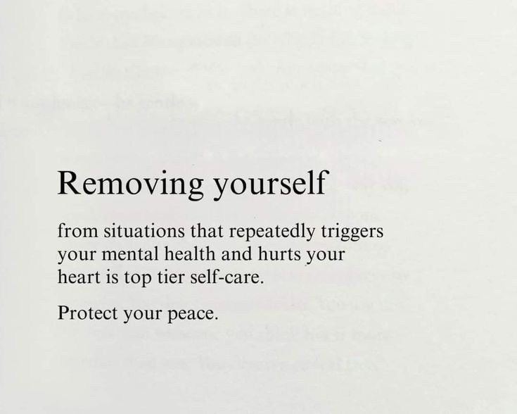 A plain white background with black serif text that reads 'Removing yourself from situations that repeatedly triggers your…