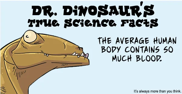 A cartoon illustration of a brown dinosaur head with a large eye and teeth, set against a light blue background. The text…