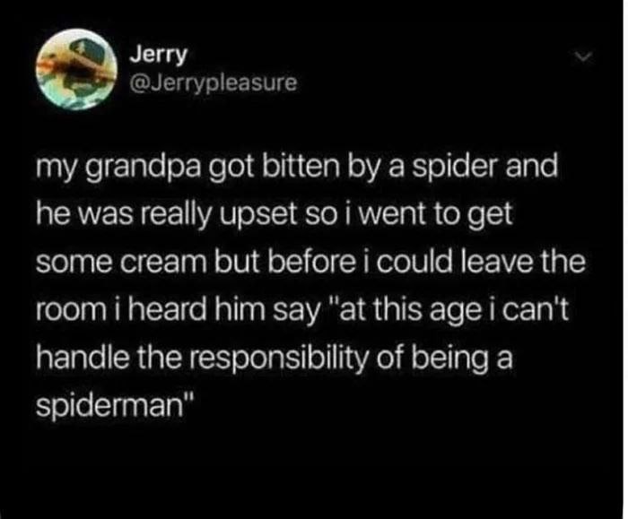 A screenshot of a tweet by user Jerry (@Jerryplesure) with white text on a black background. The tweet recounts a story…