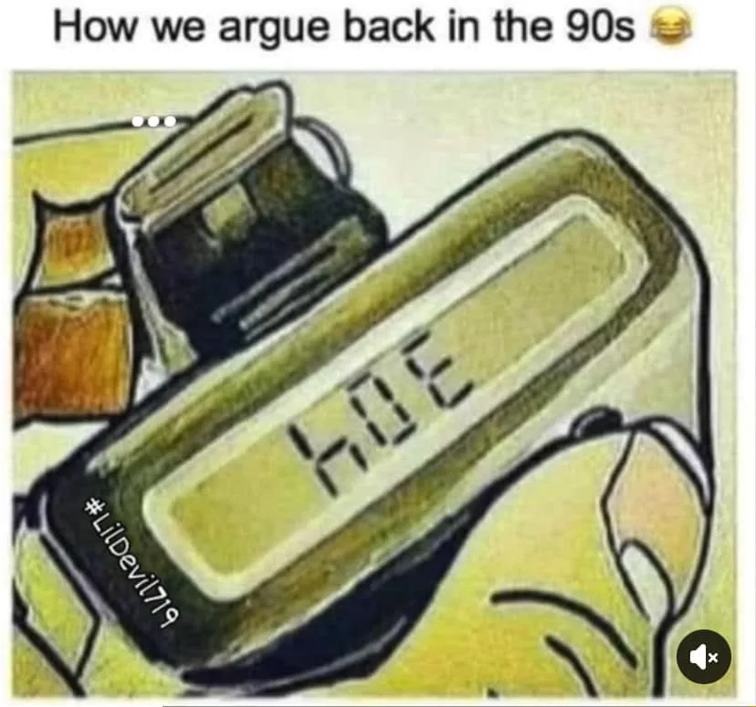 A cartoon drawing shows a hand holding a digital watch displaying the time '7:02'. Beside it is a VHS tape. The overlaid…