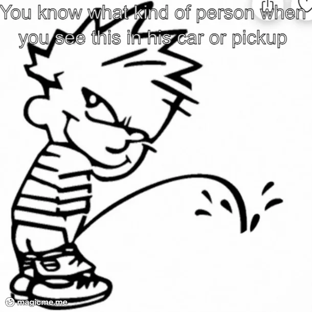 A black-and-white cartoon drawing of a boy with spiky hair, wearing a striped shirt and sneakers, standing and urinating in…