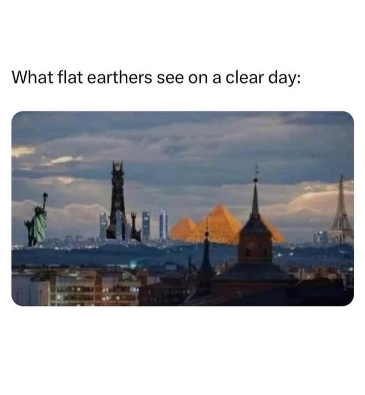 The image shows a city skyline with various famous global landmarks digitally superimposed onto it, including the Statue of…
