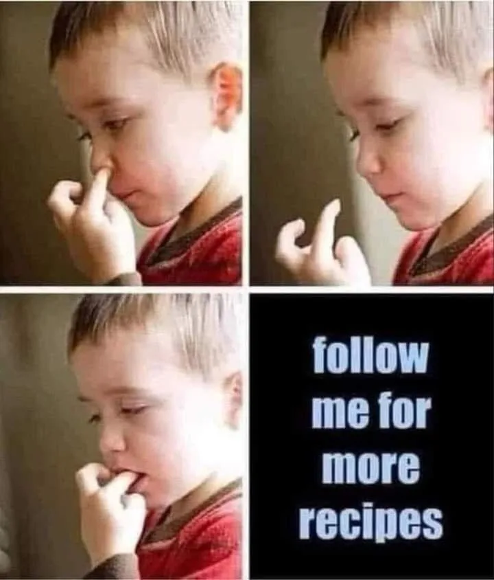 A three-panel image shows a young boy in a red shirt: first, he inserts his finger into his nose; second, he pulls it out…