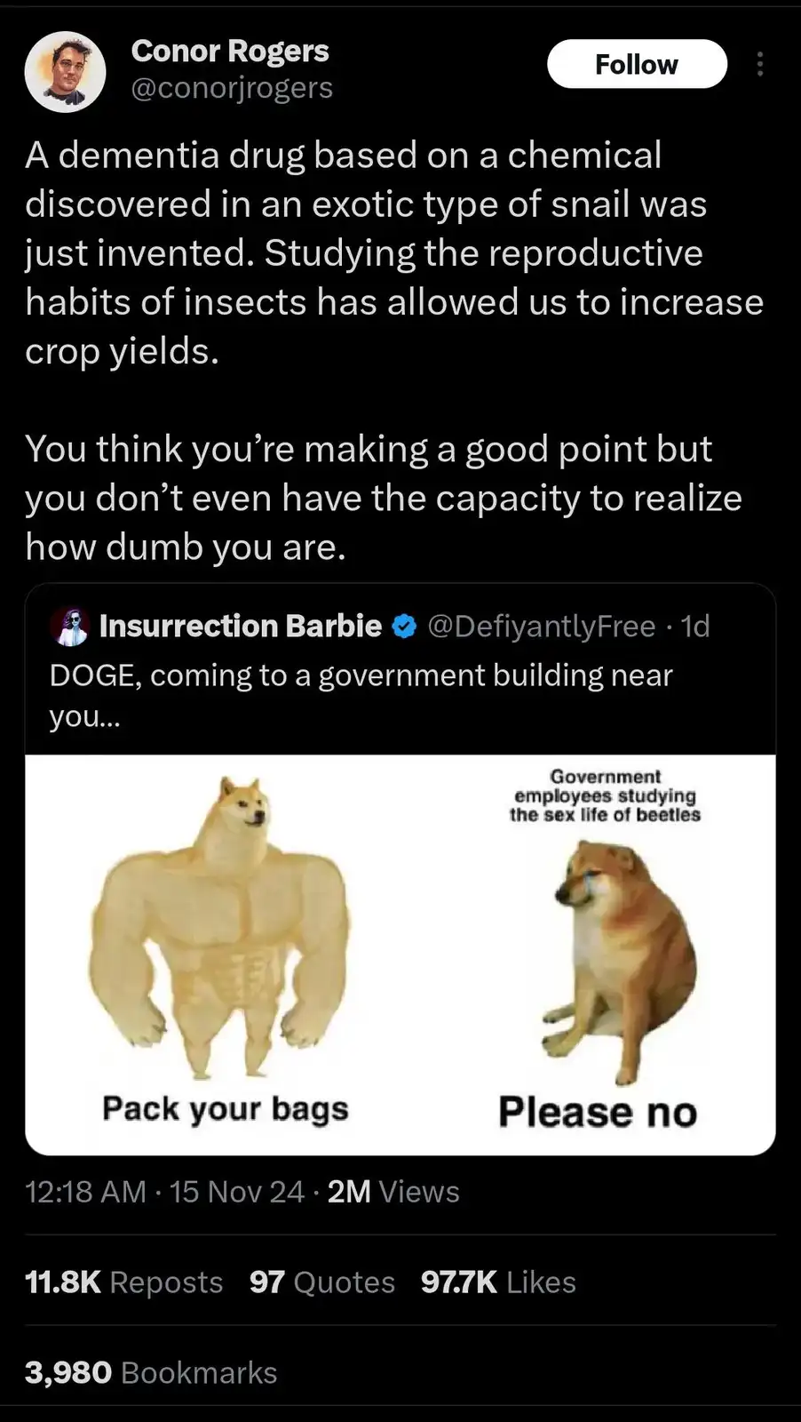 The image displays two side-by-side Shiba Inu dogs. The left dog is muscular and labeled 'Pack your bags,' while the right…