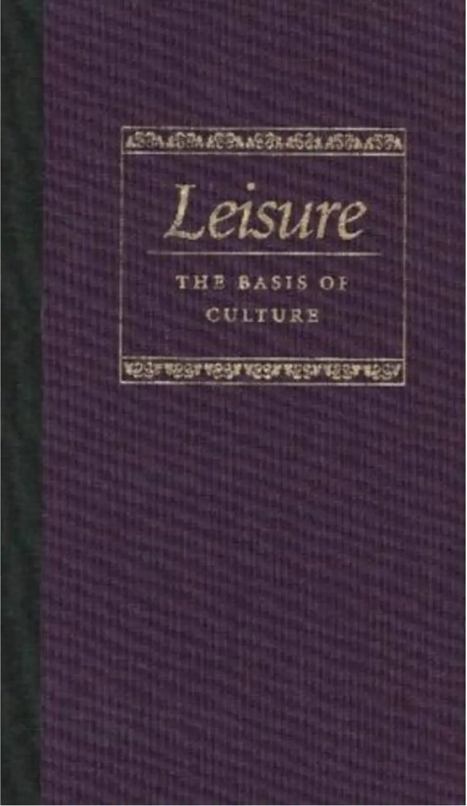 The image shows the cover of a book with a dark purple textured fabric binding. The title 'Leisure' is prominently displayed…