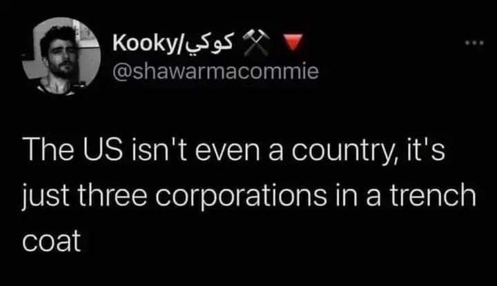 A screenshot of a Twitter/X post by user 'Kooky/كوي' with the handle '@shawarmacommie'. The post features a black background…