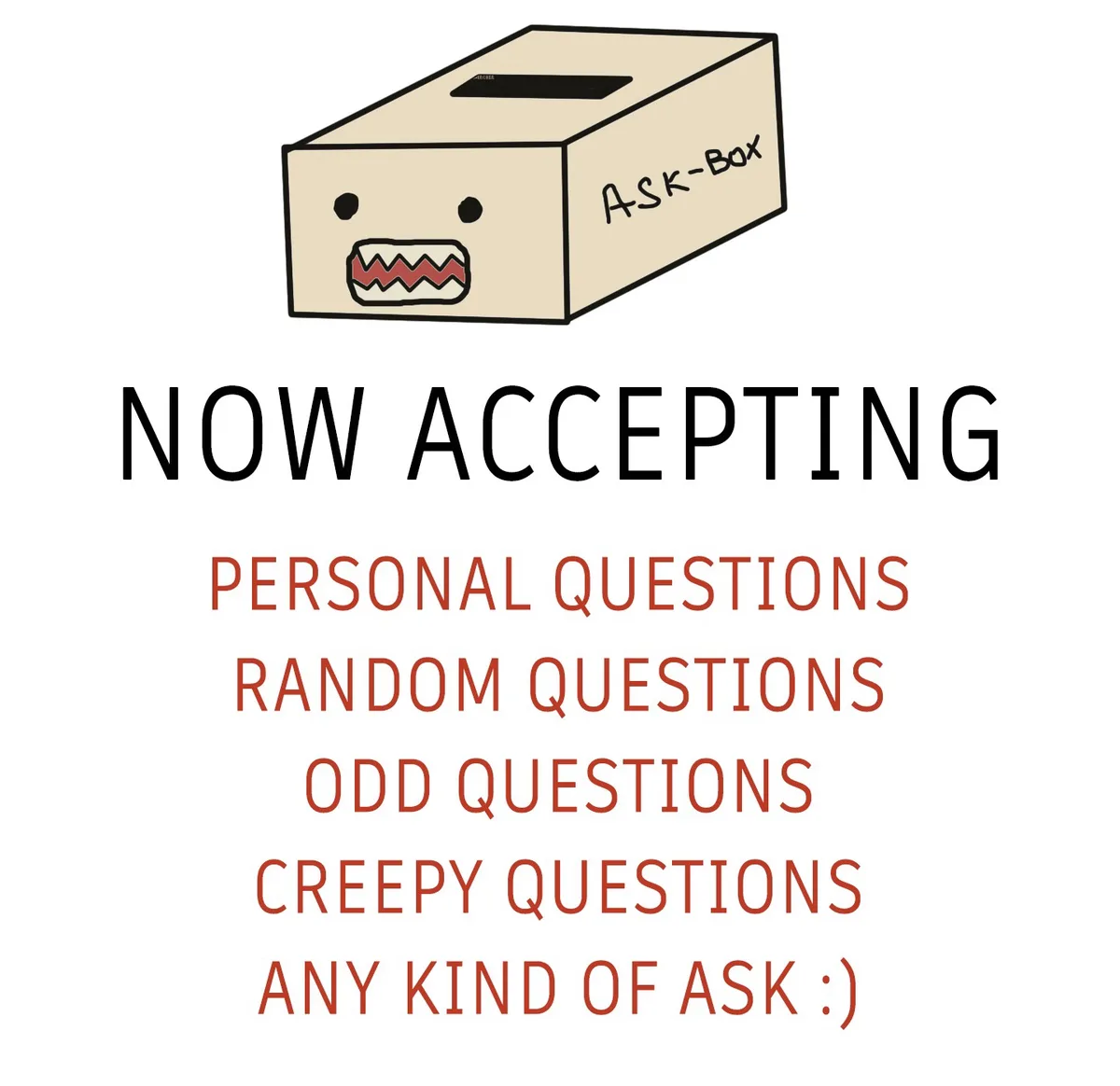 A cartoonish beige box labeled 'ASK-BOX' with a simple face and a slot on top, overlaid with bold text announcing it's now…