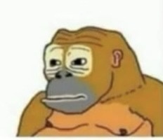 A cartoon gorilla with a bored, unimpressed expression stares blankly ahead. The text overlaid on the image reads 'i'm not a…