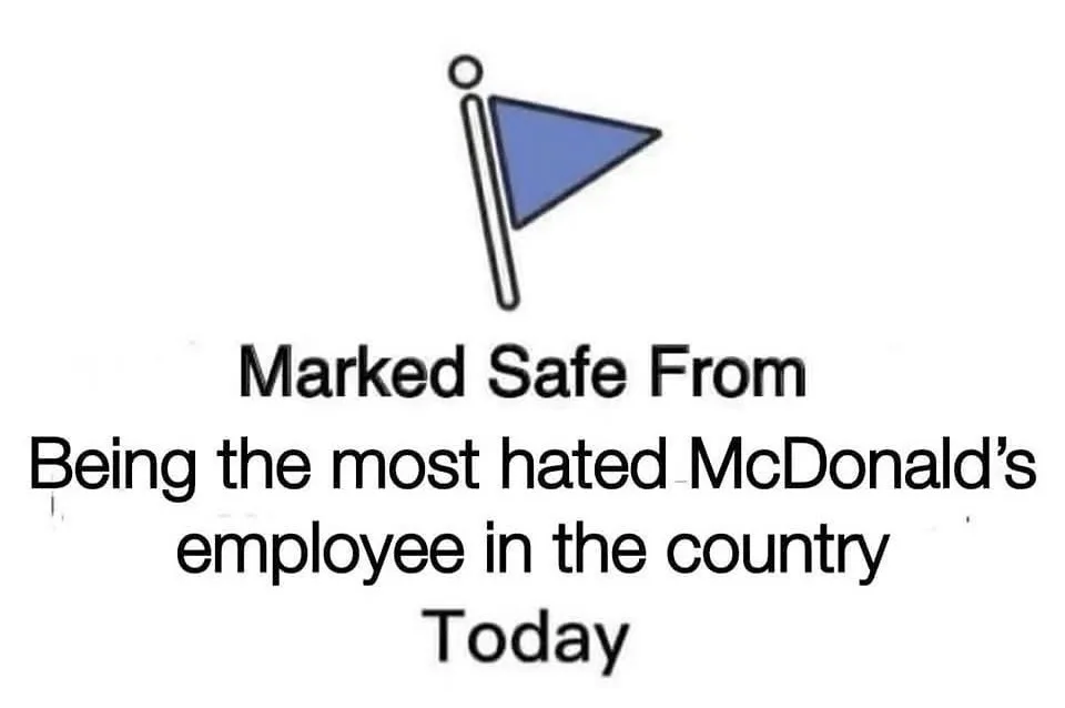 A simple image shows a blue triangular flag on a stick, with bold black text overlaid that reads 'Marked Safe From Being the…