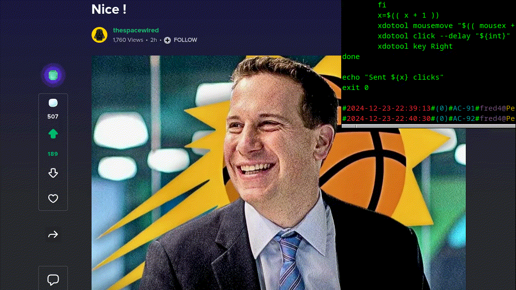 The image displays three side-by-side screenshots of a social media interface. The first two show a smiling man in a suit…
