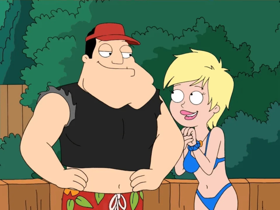 A four-panel comic strip from Family Guy shows Peter Griffin and a blonde woman in a bikini. In the first three panels…