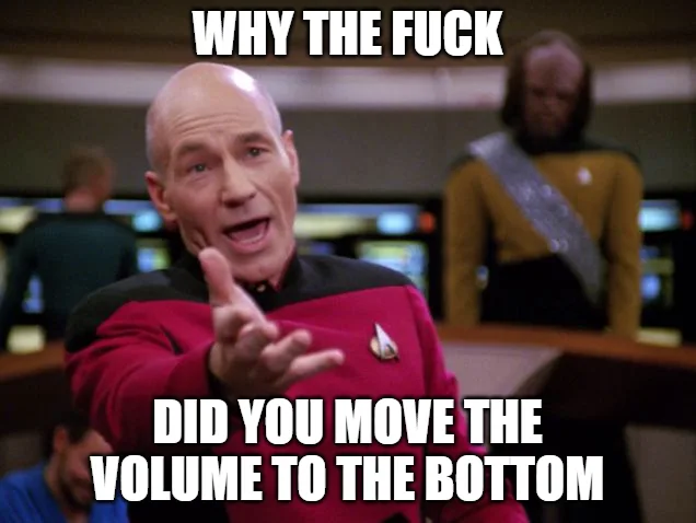 A still image of Captain Picard from Star Trek: The Next Generation, pointing forward with a shocked expression. The…