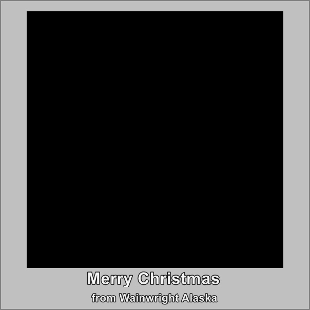 A black square image framed in a light gray border, with white text at the bottom reading 'Merry Christmas from Wainwright…